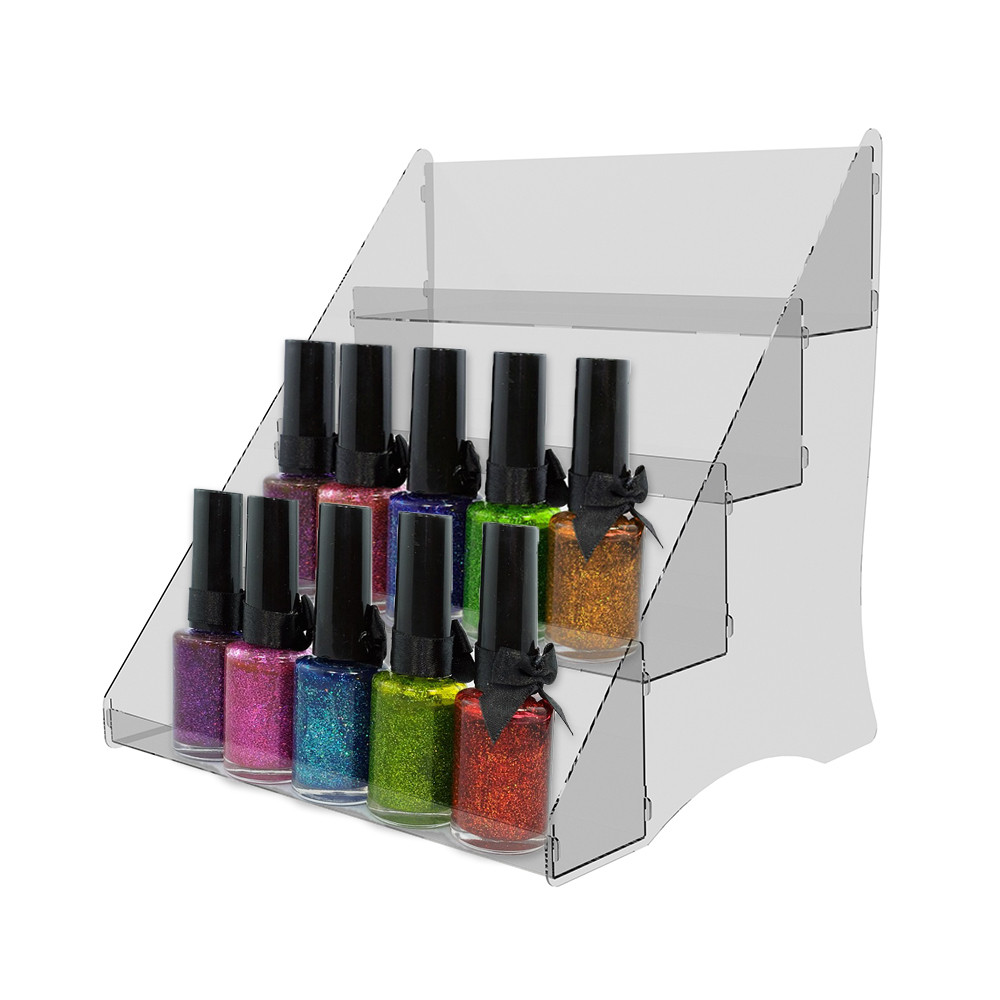 Suport în trepte EKOWORKS cu 4 polițe | PET transparent 1,5 mm | 350×300×355 mm