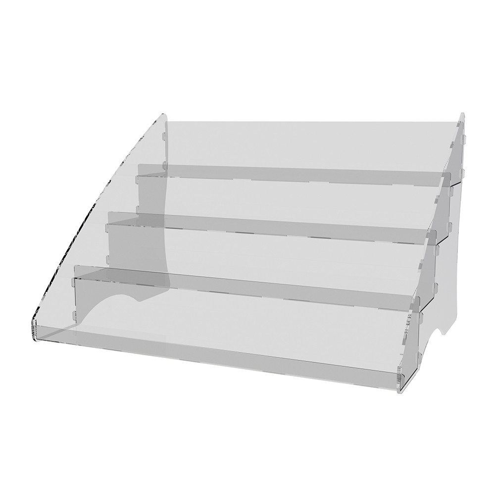 Suport în trepte EKOWORKS cu 4 polițe | PET transparent 2 mm | 406×250×298 mm