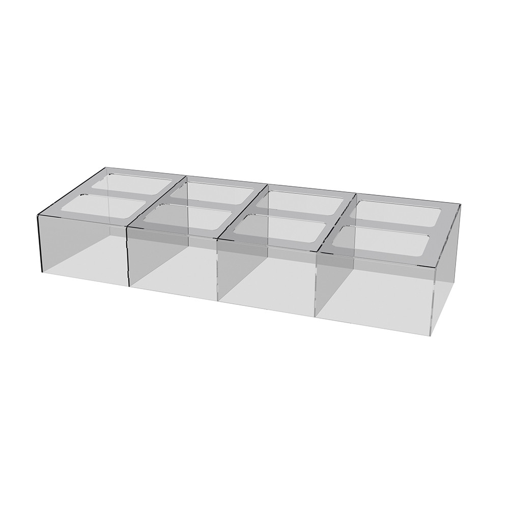 Suport-vitrină EKOWORKS pentru recipiente | Acril transparent 3 mm | 770×260×160 mm