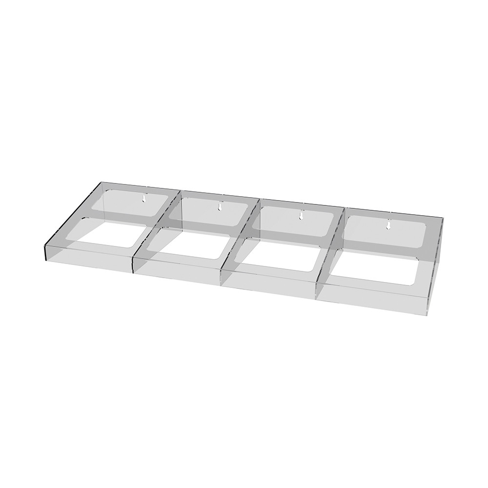 Suport-vitrină de perete EKOWORKS pentru recipiente | Acril transparent 3 mm | 770×250×100 mm