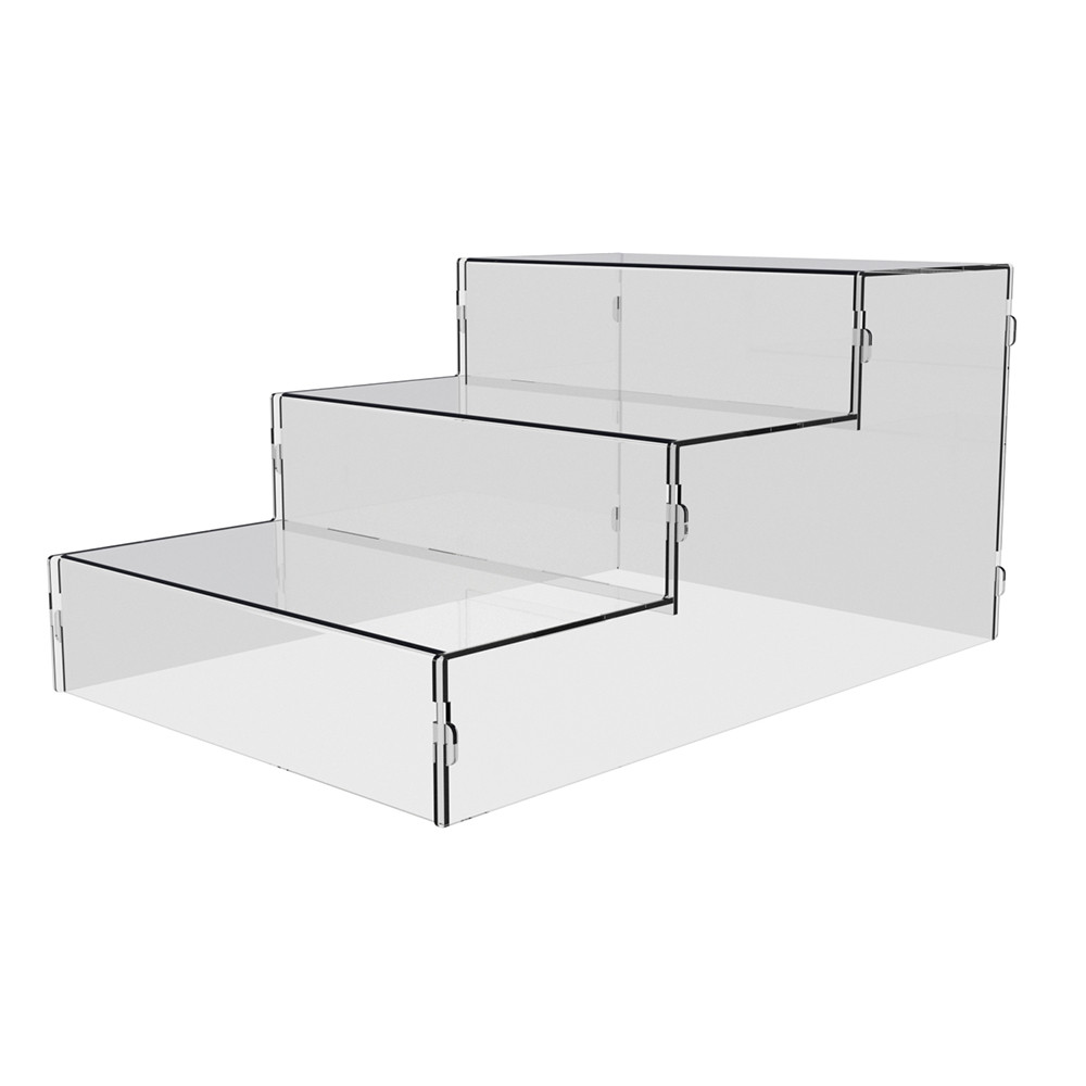 Suport pentru produse EKOWORKS cu 3 trepte | Acril transparent 2 mm | 204×306×150 mm