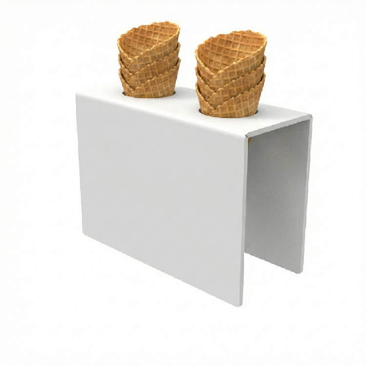 Suport pentru înghețată EKOWORKS pentru 2 cornete | Acril alb 2 mm | 170×120×100 mm