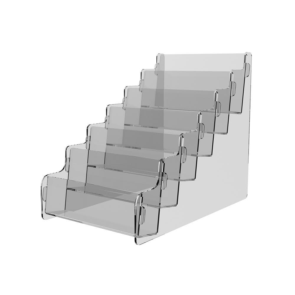 Suport pentru cărți de vizită EKOWORKS cu 6 trepte | PET transparent 1,5 mm | 158×93×128 mm