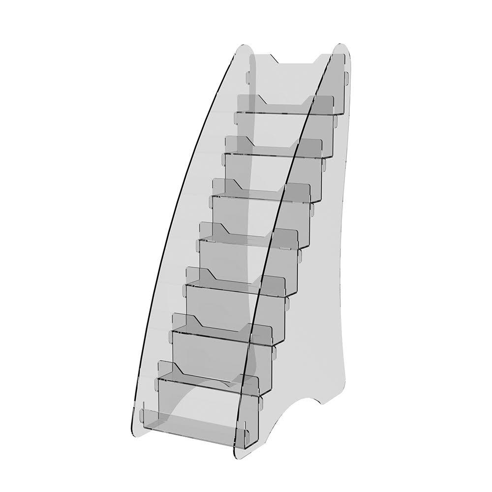 Suport pentru cărți de vizită EKOWORKS de masă, 8 trepte | PET transparent 1,5 mm | 200×95×310 mm