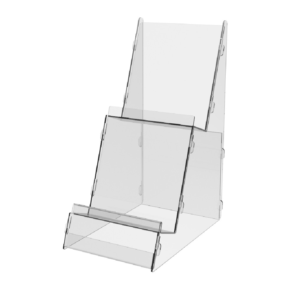 Suport pentru produse EKOWORKS cu 2 niveluri | PET transparent 1,5 mm | 100×157×220 mm