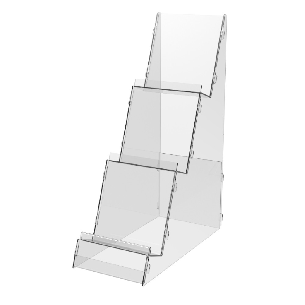 Suport pentru produse EKOWORKS cu 3 niveluri | PET transparent 1,5 mm | 100×223×305 mm