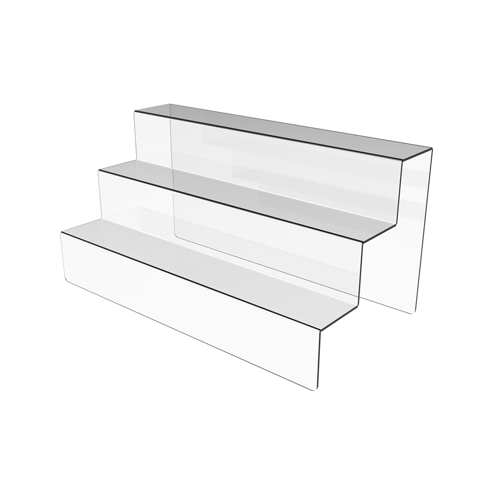 Suport pentru produse EKOWORKS cu 3 trepte | Acril transparent 2 mm | 300×150×150 mm