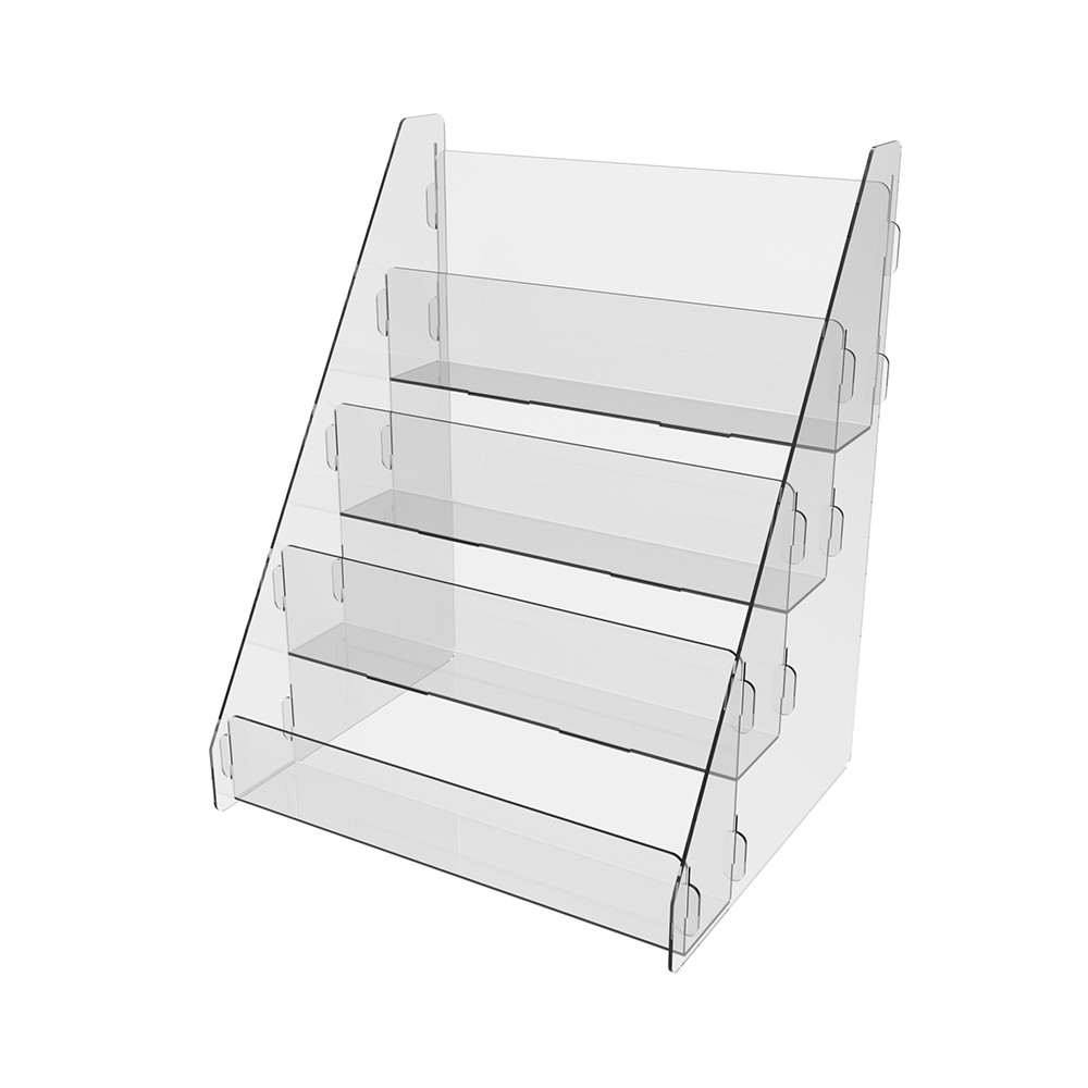 Suport în trepte EKOWORKS cu 4 polițe | PET transparent 1,5 mm | 205×172×260 mm