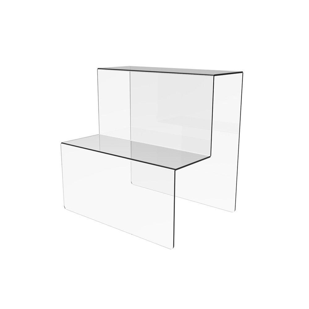 Suport pentru produse EKOWORKS cu 2 trepte | Acril transparent 2 mm | 150×150×200 mm