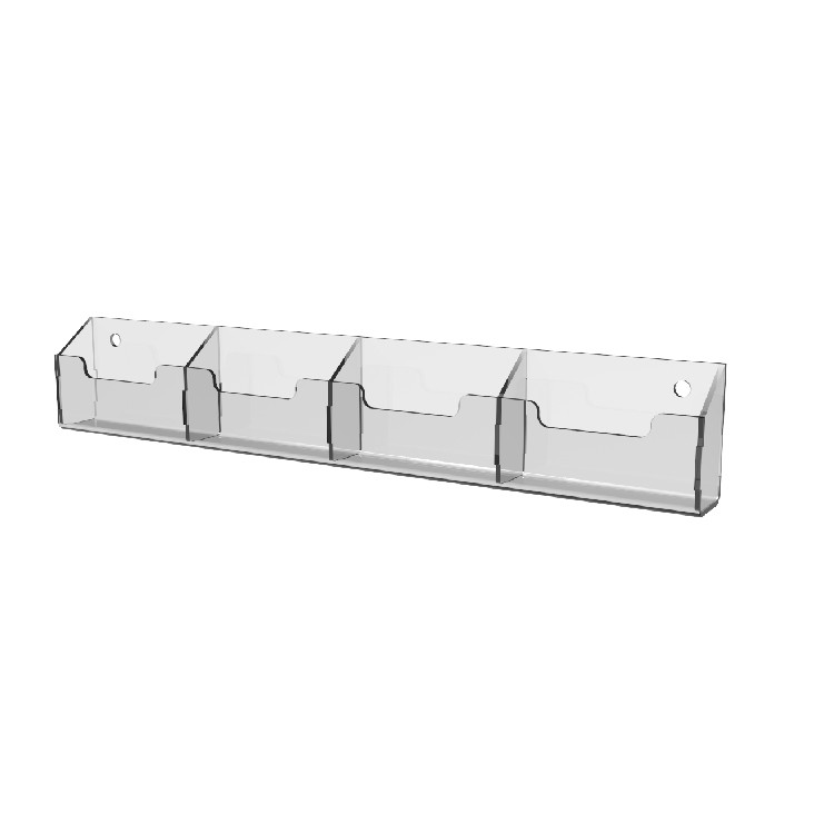 Buzunar pentru cărți de vizită EKOWORKS cu 4 compartimente | Acril transparent 2 mm | 300×50×25 mm