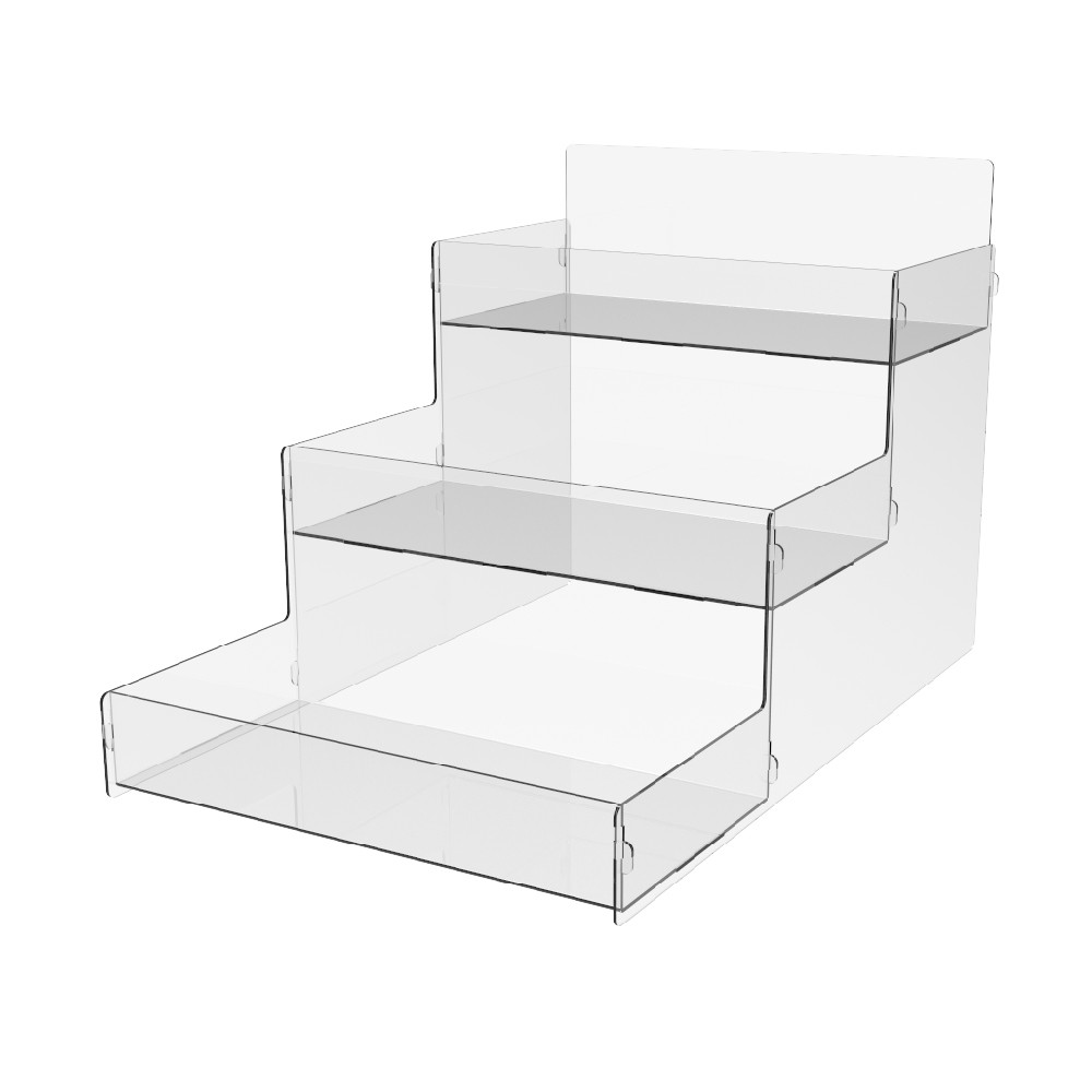 Organizator EKOWORKS pentru pahare cu 3 polițe | PET transparent 2 mm | 300×467×307 mm