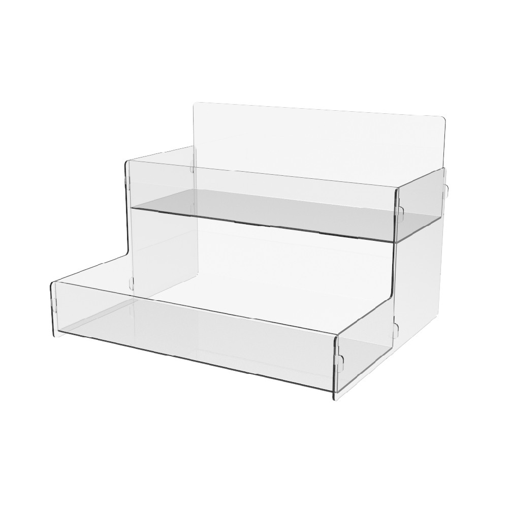 Organizator EKOWORKS pentru pahare cu 2 polițe | PET transparent 2 mm | 300×255×207 mm