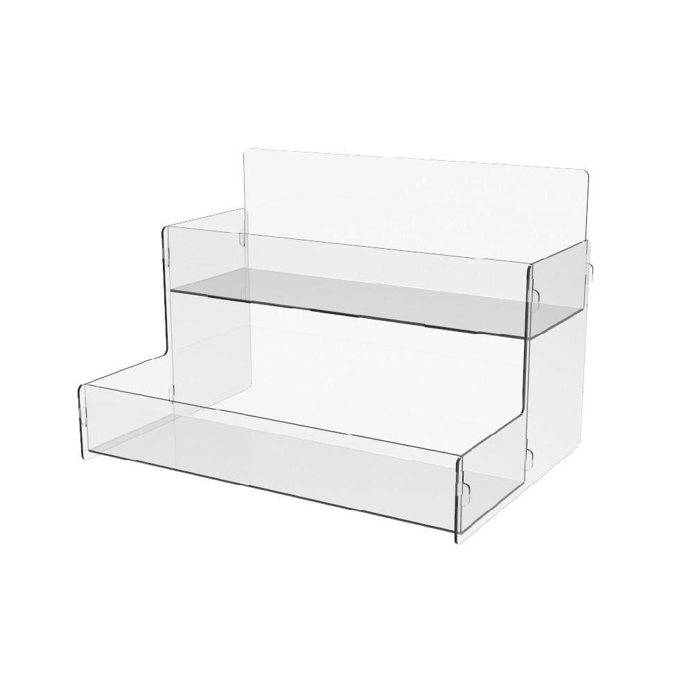 Organizator EKOWORKS pentru pahare cu 2 polițe | PET transparent 2 mm | 300×215×207 mm