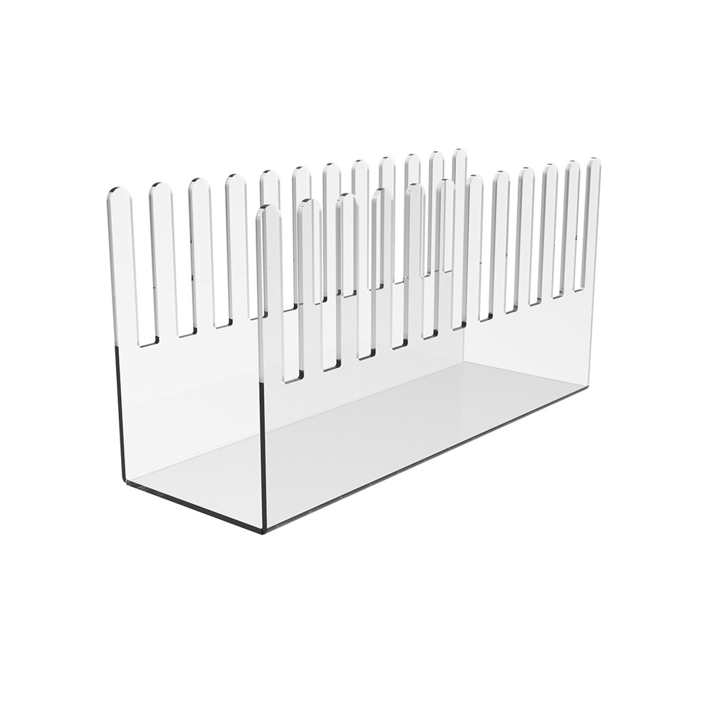 Suport EKOWORKS pentru 11 felicitări | PET transparent 3 mm | 200×69×100 mm