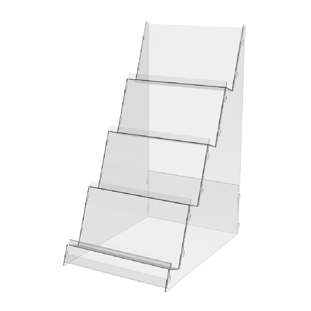 Suport pentru produse EKOWORKS cu 4 niveluri | PET transparent 1,5 mm | 200×290×400 mm