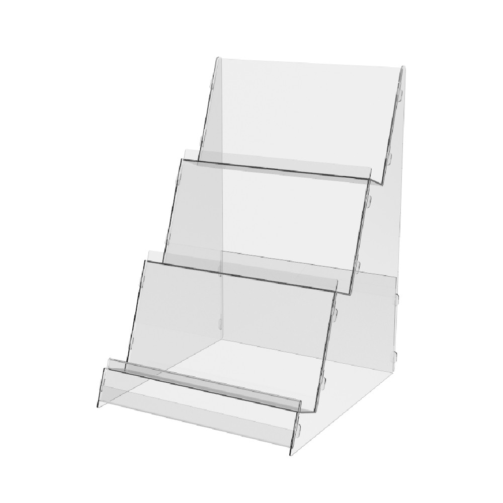 Suport pentru produse EKOWORKS cu 3 niveluri | PET transparent 1,5 mm | 200×223×305 mm